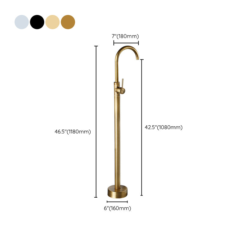 Floor Mount Tub Faucet Single Handle Metal Freestanding Faucet - 46.5" H Clearhalo 'Bathroom Remodel & Bathroom Fixtures' 'Bathtub Faucets' 'bathtub_faucets' 'Home Improvement' 'home_improvement' 'home_improvement_bathtub_faucets' 6353387