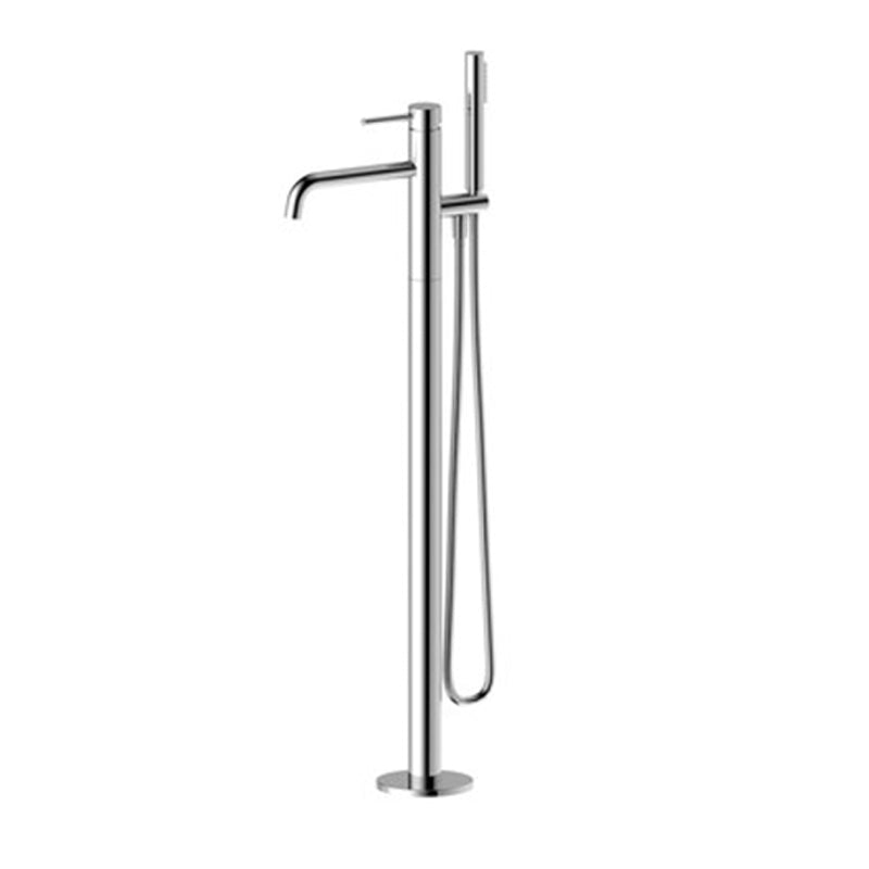 Modern Freestanding Tub Filler Trim Copper Freestanding Tub Fillers Silver Clearhalo 'Bathroom Remodel & Bathroom Fixtures' 'Bathtub Faucets' 'bathtub_faucets' 'Home Improvement' 'home_improvement' 'home_improvement_bathtub_faucets' 6353417