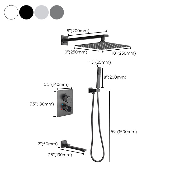 Modern Shower System Dual Shower Head Slide Bar Thermostatic Wall Mounted Shower Set Clearhalo 'Bathroom Remodel & Bathroom Fixtures' 'Home Improvement' 'home_improvement' 'home_improvement_shower_faucets' 'Shower Faucets & Systems' 'shower_faucets' 'Showers & Bathtubs Plumbing' 'Showers & Bathtubs' 6353538