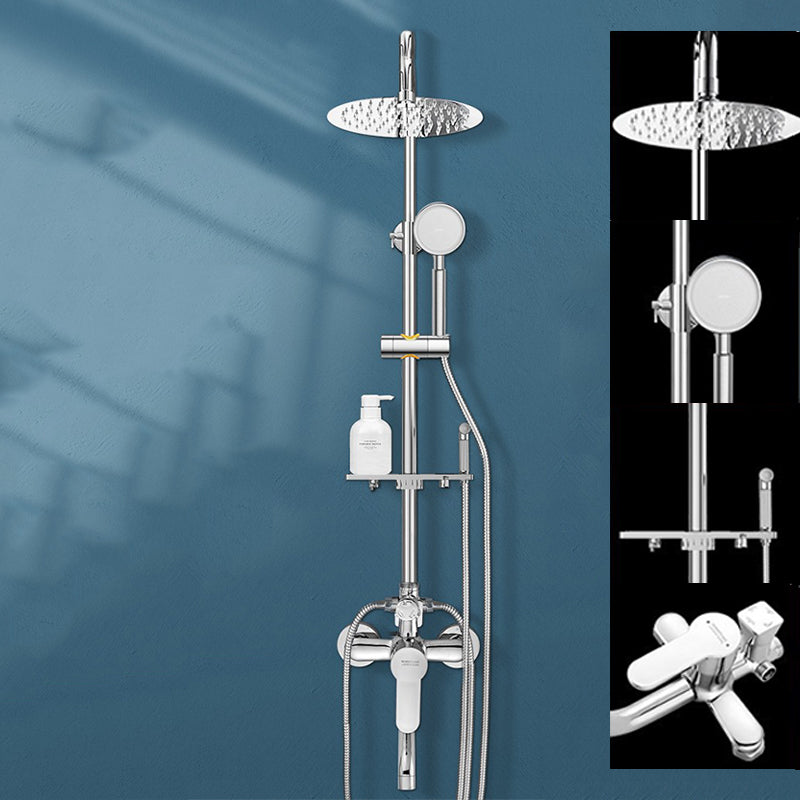 Modern Shower System Handheld Shower Head Slide Bar Wall Mounted Shower Set Silver Round Clearhalo 'Bathroom Remodel & Bathroom Fixtures' 'Home Improvement' 'home_improvement' 'home_improvement_shower_faucets' 'Shower Faucets & Systems' 'shower_faucets' 'Showers & Bathtubs Plumbing' 'Showers & Bathtubs' 6353563