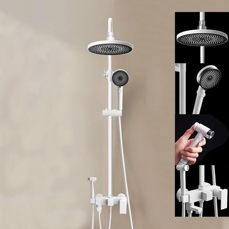 Modern Shower System Handheld Shower Head Slide Bar Wall Mounted Shower Set White Round Clearhalo 'Bathroom Remodel & Bathroom Fixtures' 'Home Improvement' 'home_improvement' 'home_improvement_shower_faucets' 'Shower Faucets & Systems' 'shower_faucets' 'Showers & Bathtubs Plumbing' 'Showers & Bathtubs' 6353566