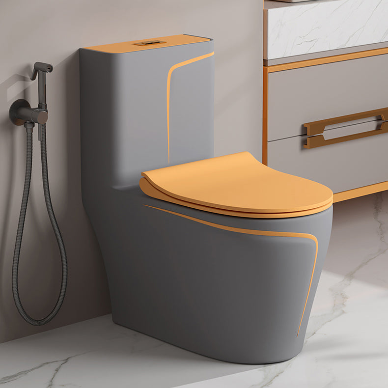 Traditional Floor Mount Toilet Bowl One-Piece Toilet with Slow Close Seat 15"L x 27"W x 30"H Gray/ Orange 14" Clearhalo 'Bathroom Remodel & Bathroom Fixtures' 'Home Improvement' 'home_improvement' 'home_improvement_toilets' 'Toilets & Bidets' 'Toilets' 6356083