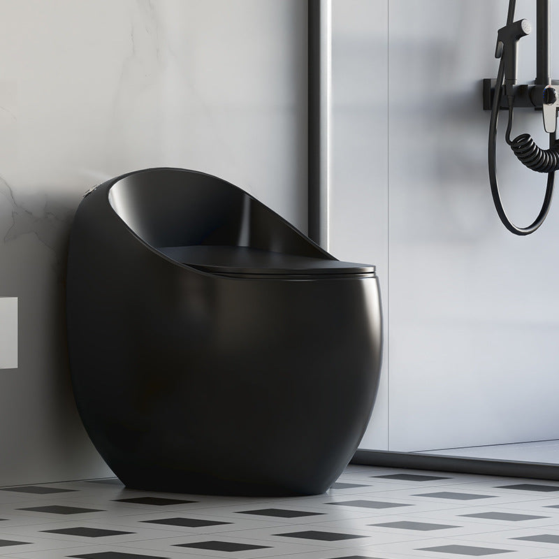 Modern Seat Included One Piece Toilet Round Floor Mounted Toilet Bowl for Washroom Black Clearhalo 'Bathroom Remodel & Bathroom Fixtures' 'Home Improvement' 'home_improvement' 'home_improvement_toilets' 'Toilets & Bidets' 'Toilets' 6356162