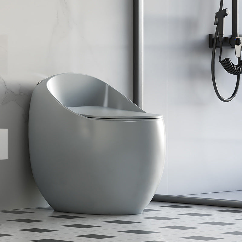 Modern Seat Included One Piece Toilet Round Floor Mounted Toilet Bowl for Washroom Grey Clearhalo 'Bathroom Remodel & Bathroom Fixtures' 'Home Improvement' 'home_improvement' 'home_improvement_toilets' 'Toilets & Bidets' 'Toilets' 6356164