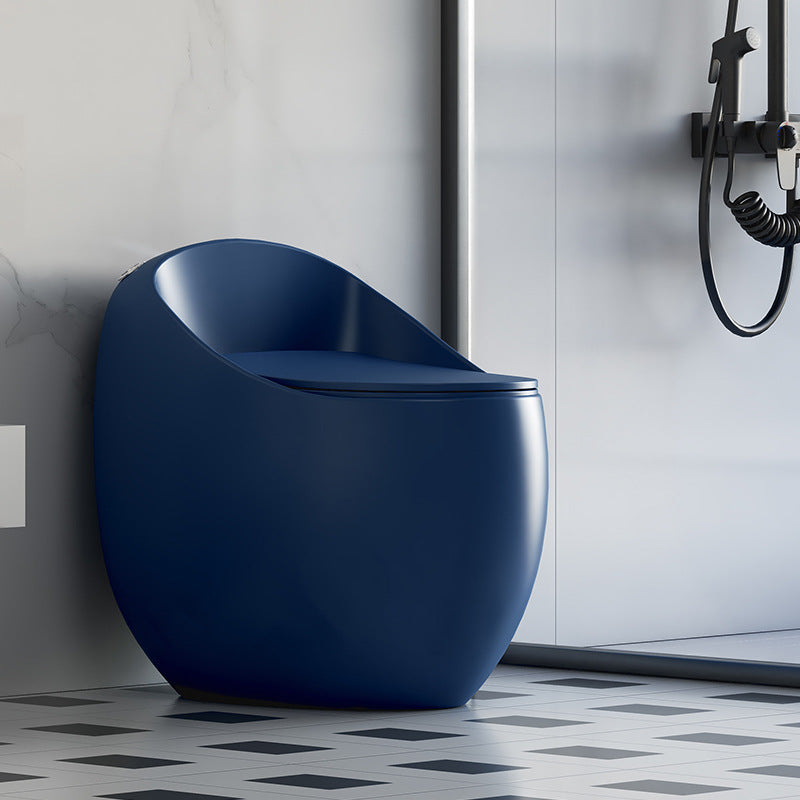 Modern Seat Included One Piece Toilet Round Floor Mounted Toilet Bowl for Washroom Blue Clearhalo 'Bathroom Remodel & Bathroom Fixtures' 'Home Improvement' 'home_improvement' 'home_improvement_toilets' 'Toilets & Bidets' 'Toilets' 6356165