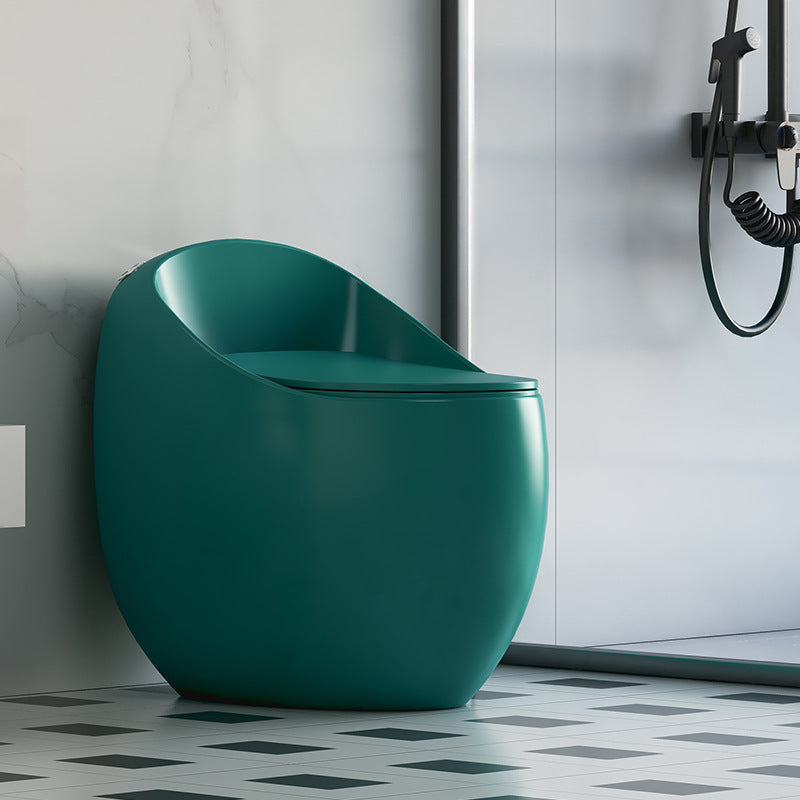 Modern Seat Included One Piece Toilet Round Floor Mounted Toilet Bowl for Washroom Green Clearhalo 'Bathroom Remodel & Bathroom Fixtures' 'Home Improvement' 'home_improvement' 'home_improvement_toilets' 'Toilets & Bidets' 'Toilets' 6356183