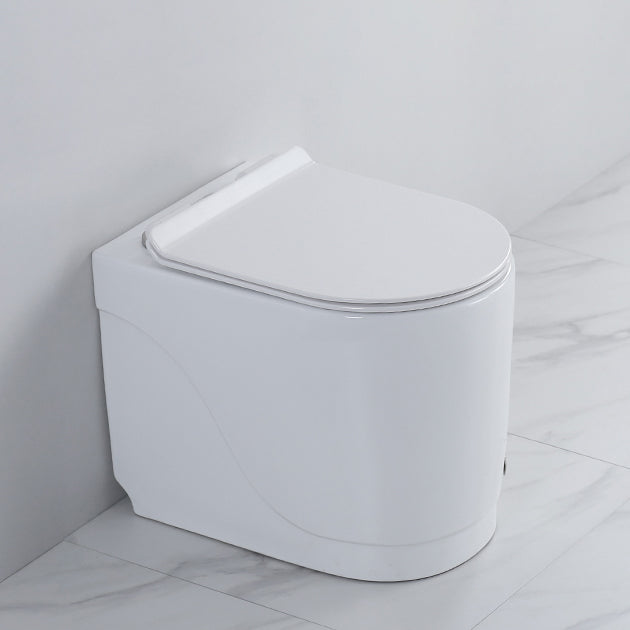 Floor Mounted Toilet One-Piece Toilet ABS Contemporary Flush Toilet 20"L x 14"W x 16"H White Foot Touching Water Clearhalo 'Bathroom Remodel & Bathroom Fixtures' 'Home Improvement' 'home_improvement' 'home_improvement_toilets' 'Toilets & Bidets' 'Toilets' 6356189