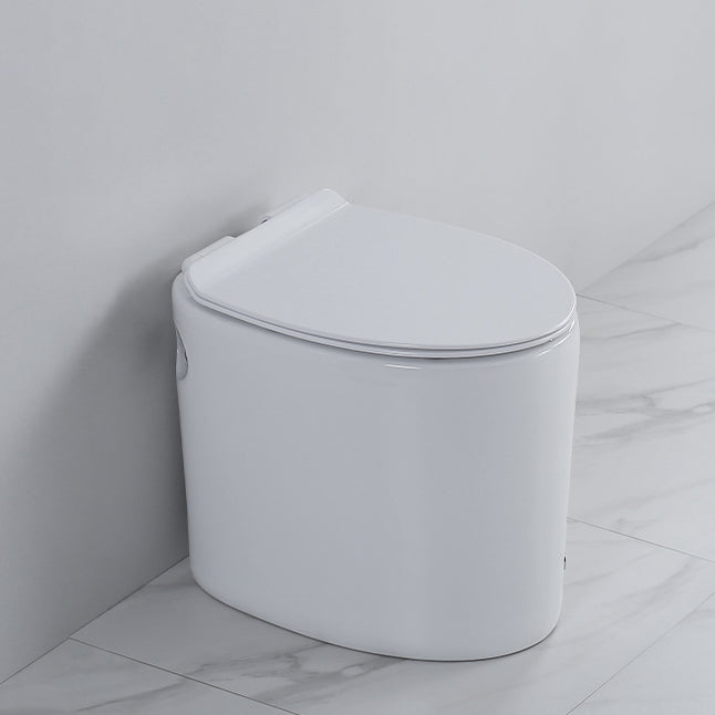 Floor Mounted Toilet One-Piece Toilet ABS Contemporary Flush Toilet 19"L x 14"W x 16"H White Foot Touching Water Clearhalo 'Bathroom Remodel & Bathroom Fixtures' 'Home Improvement' 'home_improvement' 'home_improvement_toilets' 'Toilets & Bidets' 'Toilets' 6356193