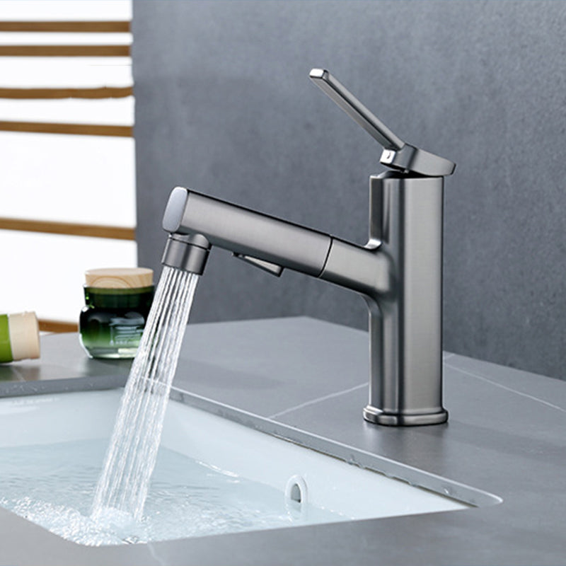 Modern Bathroom Vessel Faucet Brass Lever Handles Swivel Spout Sink Faucet Clearhalo 'Bathroom Remodel & Bathroom Fixtures' 'Bathroom Sink Faucets' 'Bathroom Sinks & Faucet Components' 'bathroom_sink_faucets' 'Home Improvement' 'home_improvement' 'home_improvement_bathroom_sink_faucets' 6365520