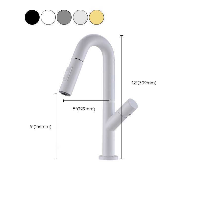 High-Arc Modern Style Bathroom Faucet Single Handle Pull-out Faucet Clearhalo 'Home Improvement' 'home_improvement' 'home_improvement_kitchen_faucets' 'Kitchen Faucets' 'Kitchen Remodel & Kitchen Fixtures' 'Kitchen Sinks & Faucet Components' 'kitchen_faucets' 6365633