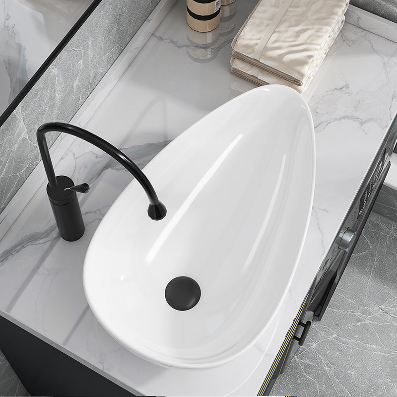 Modern Bathroom Sink with Single Faucet Hole Porcelain Oval-Shape Vessel Bathroom Sink Clearhalo 'Bathroom Remodel & Bathroom Fixtures' 'Bathroom Sinks & Faucet Components' 'Bathroom Sinks' 'bathroom_sink' 'Home Improvement' 'home_improvement' 'home_improvement_bathroom_sink' 6365836