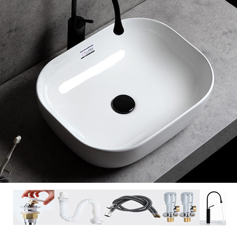 Contemporary Bathroom Sink Single Faucet Hole Solid Color Rectangular Vessel Sink 19.7"L x 15.7"W x 5.7"H Sink with Faucet Clearhalo 'Bathroom Remodel & Bathroom Fixtures' 'Bathroom Sinks & Faucet Components' 'Bathroom Sinks' 'bathroom_sink' 'Home Improvement' 'home_improvement' 'home_improvement_bathroom_sink' 6365902