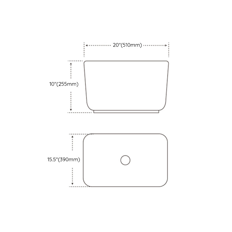 Modern Bathroom Sink with Single Faucet Hole Porcelain Rectangular Vessel Lavatory Sink Clearhalo 'Bathroom Remodel & Bathroom Fixtures' 'Bathroom Sinks & Faucet Components' 'Bathroom Sinks' 'bathroom_sink' 'Home Improvement' 'home_improvement' 'home_improvement_bathroom_sink' 6365936