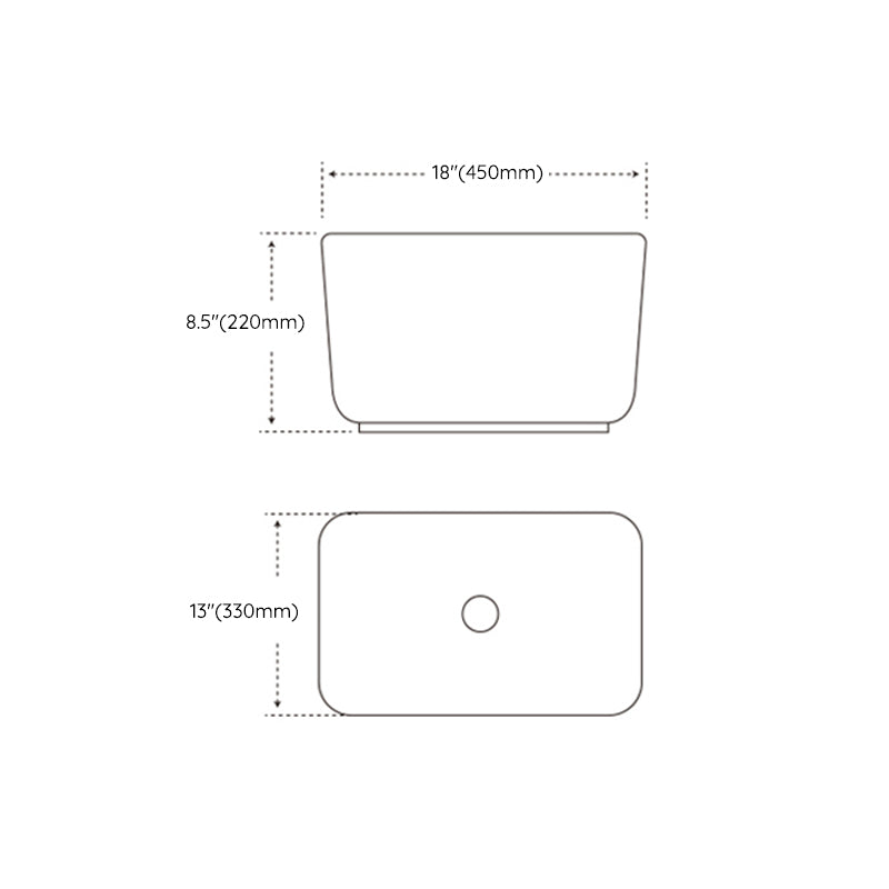 Modern Bathroom Sink with Single Faucet Hole Porcelain Rectangular Vessel Lavatory Sink Clearhalo 'Bathroom Remodel & Bathroom Fixtures' 'Bathroom Sinks & Faucet Components' 'Bathroom Sinks' 'bathroom_sink' 'Home Improvement' 'home_improvement' 'home_improvement_bathroom_sink' 6365939