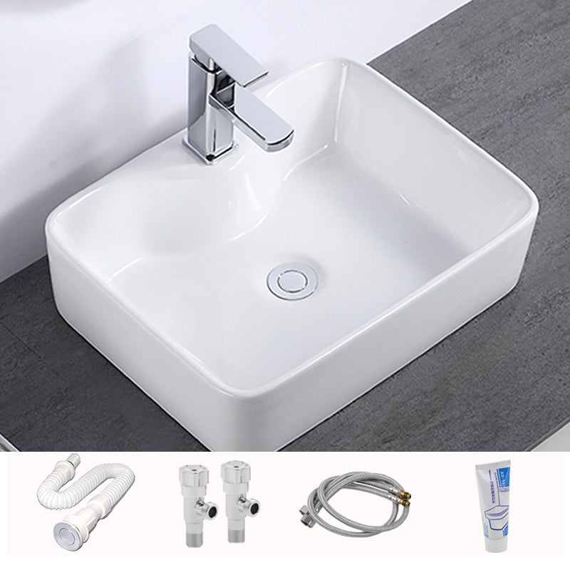 Modern Bathroom Sink Single Faucet Hole Porcelain Rectangular Vessel Bathroom Sink 18.9"L x 14.8"W x 5.3"H Sink with Faucet Clearhalo 'Bathroom Remodel & Bathroom Fixtures' 'Bathroom Sinks & Faucet Components' 'Bathroom Sinks' 'bathroom_sink' 'Home Improvement' 'home_improvement' 'home_improvement_bathroom_sink' 6365946