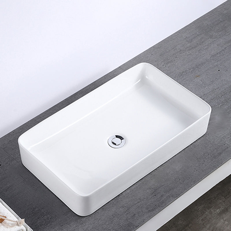 Modern Bathroom Sink Single Faucet Hole Porcelain Rectangular Vessel Bathroom Sink Clearhalo 'Bathroom Remodel & Bathroom Fixtures' 'Bathroom Sinks & Faucet Components' 'Bathroom Sinks' 'bathroom_sink' 'Home Improvement' 'home_improvement' 'home_improvement_bathroom_sink' 6365947