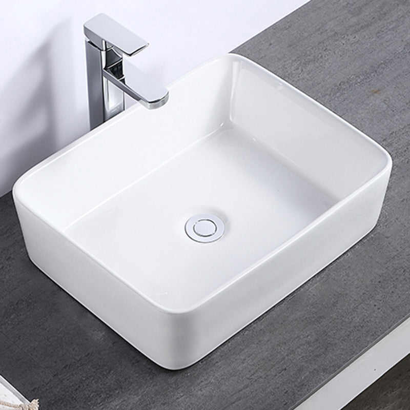 Modern Bathroom Sink Single Faucet Hole Porcelain Rectangular Vessel Bathroom Sink Clearhalo 'Bathroom Remodel & Bathroom Fixtures' 'Bathroom Sinks & Faucet Components' 'Bathroom Sinks' 'bathroom_sink' 'Home Improvement' 'home_improvement' 'home_improvement_bathroom_sink' 6365956