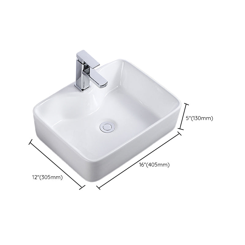 Modern Bathroom Sink Single Faucet Hole Porcelain Rectangular Vessel Bathroom Sink Clearhalo 'Bathroom Remodel & Bathroom Fixtures' 'Bathroom Sinks & Faucet Components' 'Bathroom Sinks' 'bathroom_sink' 'Home Improvement' 'home_improvement' 'home_improvement_bathroom_sink' 6365961