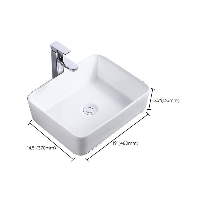 Modern Bathroom Sink Single Faucet Hole Porcelain Rectangular Vessel Bathroom Sink Clearhalo 'Bathroom Remodel & Bathroom Fixtures' 'Bathroom Sinks & Faucet Components' 'Bathroom Sinks' 'bathroom_sink' 'Home Improvement' 'home_improvement' 'home_improvement_bathroom_sink' 6365963