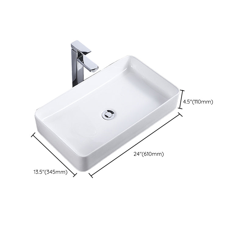 Modern Bathroom Sink Single Faucet Hole Porcelain Rectangular Vessel Bathroom Sink Clearhalo 'Bathroom Remodel & Bathroom Fixtures' 'Bathroom Sinks & Faucet Components' 'Bathroom Sinks' 'bathroom_sink' 'Home Improvement' 'home_improvement' 'home_improvement_bathroom_sink' 6365964