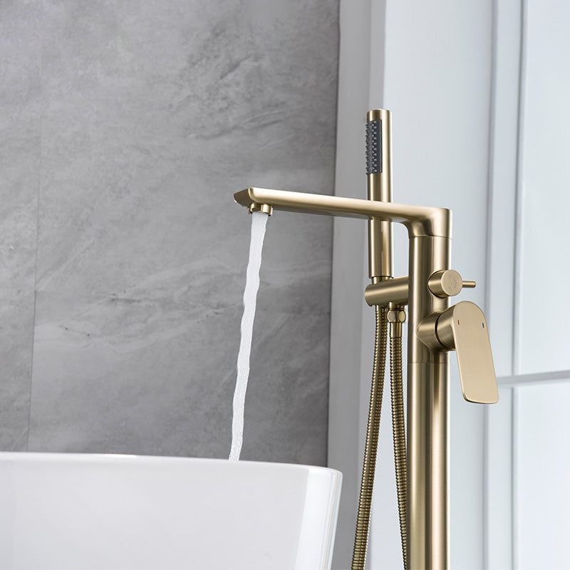 Modern Freestanding Bathtub Faucet Free Copper Standing Tub Filler Faucet Clearhalo 'Bathroom Remodel & Bathroom Fixtures' 'Bathtub Faucets' 'bathtub_faucets' 'Home Improvement' 'home_improvement' 'home_improvement_bathtub_faucets' 6365989