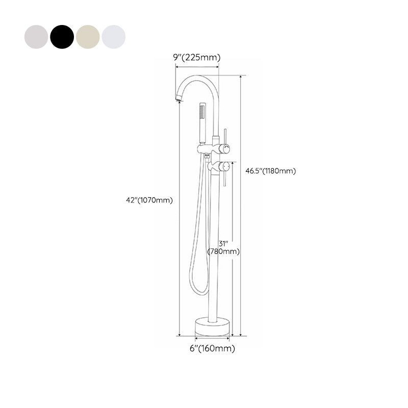 Modern Freestanding Tub Filler Floor Mounted Tub Faucet with Dual Handle Clearhalo 'Bathroom Remodel & Bathroom Fixtures' 'Bathtub Faucets' 'bathtub_faucets' 'Home Improvement' 'home_improvement' 'home_improvement_bathtub_faucets' 6366071