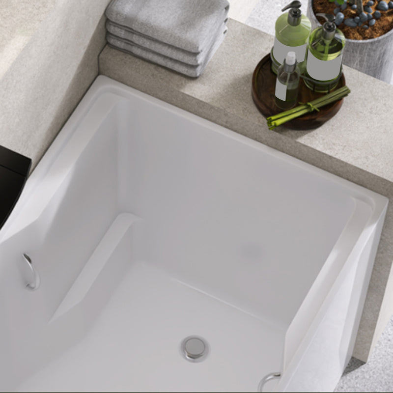 Modern Rectangular White Bathtub Acrylic Back to Wall with Drain Bath Tub Clearhalo 'Bathroom Remodel & Bathroom Fixtures' 'Bathtubs' 'Home Improvement' 'home_improvement' 'home_improvement_bathtubs' 'Showers & Bathtubs' 6367831