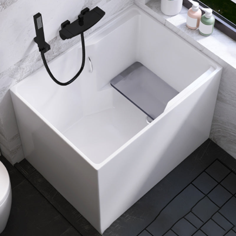 Modern Rectangular White Bathtub Acrylic Back to Wall with Drain Bath Tub Clearhalo 'Bathroom Remodel & Bathroom Fixtures' 'Bathtubs' 'Home Improvement' 'home_improvement' 'home_improvement_bathtubs' 'Showers & Bathtubs' 6367837