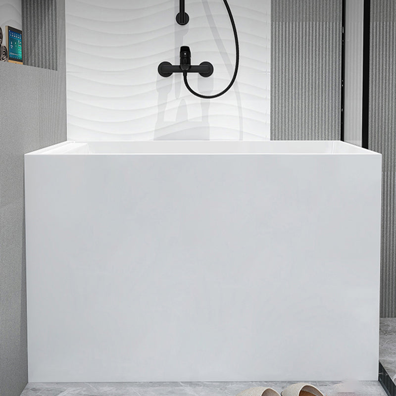 Modern Acrylic White Bathtub Rectangle Back to Wall with Drain Bath Tub 39"L x 27"W x 29"H Tub Clearhalo 'Bathroom Remodel & Bathroom Fixtures' 'Bathtubs' 'Home Improvement' 'home_improvement' 'home_improvement_bathtubs' 'Showers & Bathtubs' 6367864