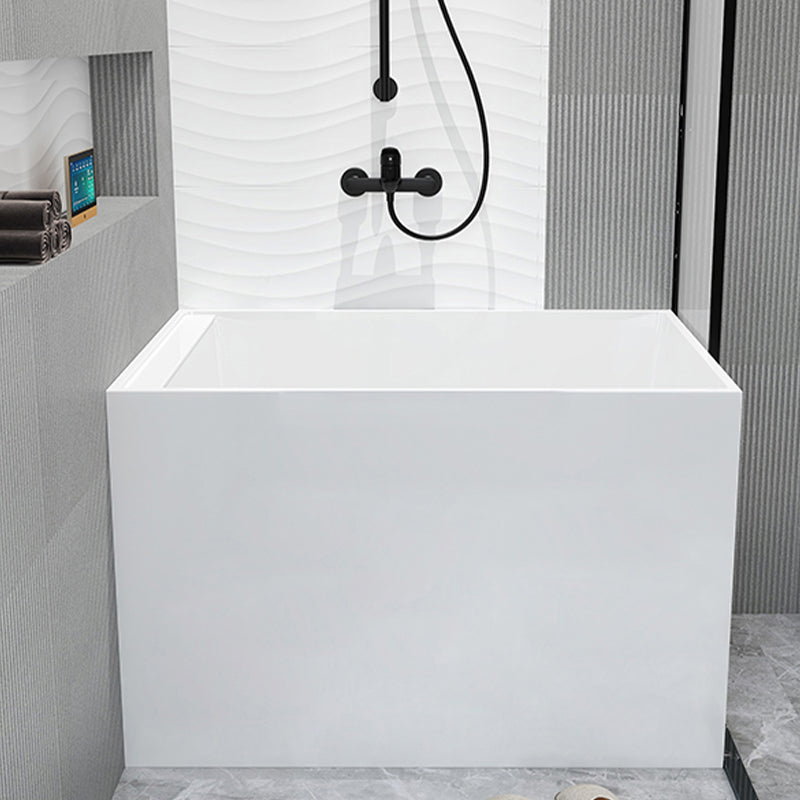 Modern Acrylic White Bathtub Rectangle Back to Wall with Drain Bath Tub 35"L x 27"W x 29"H Tub Clearhalo 'Bathroom Remodel & Bathroom Fixtures' 'Bathtubs' 'Home Improvement' 'home_improvement' 'home_improvement_bathtubs' 'Showers & Bathtubs' 6367866