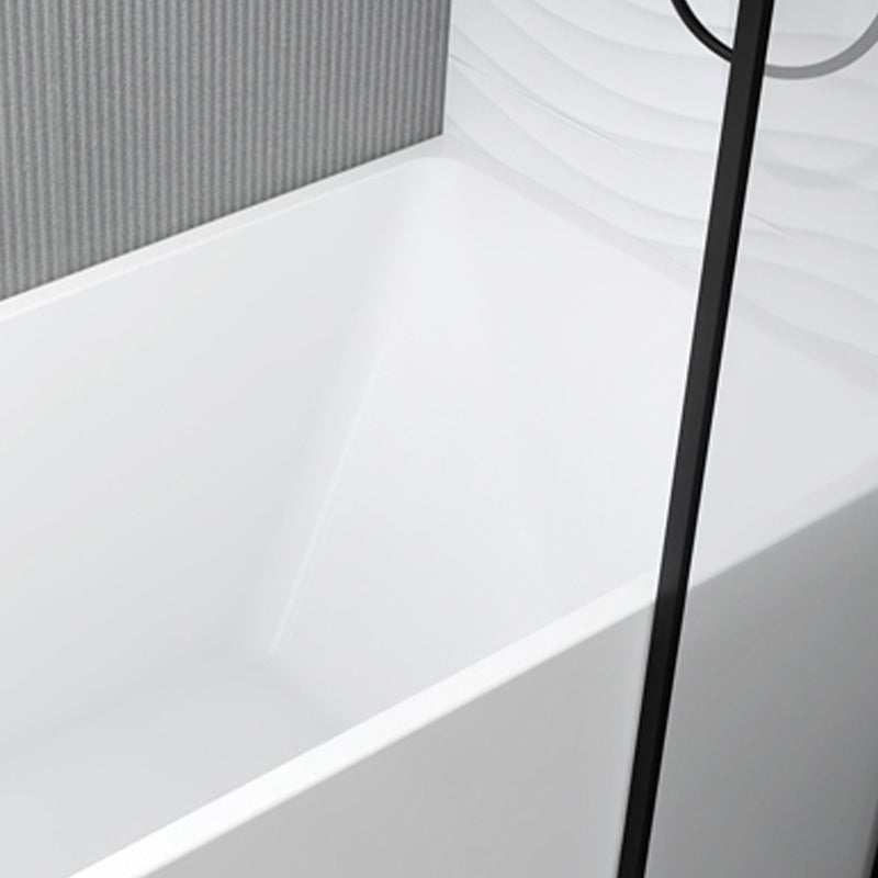 Modern Acrylic White Bathtub Rectangle Back to Wall with Drain Bath Tub Clearhalo 'Bathroom Remodel & Bathroom Fixtures' 'Bathtubs' 'Home Improvement' 'home_improvement' 'home_improvement_bathtubs' 'Showers & Bathtubs' 6367874