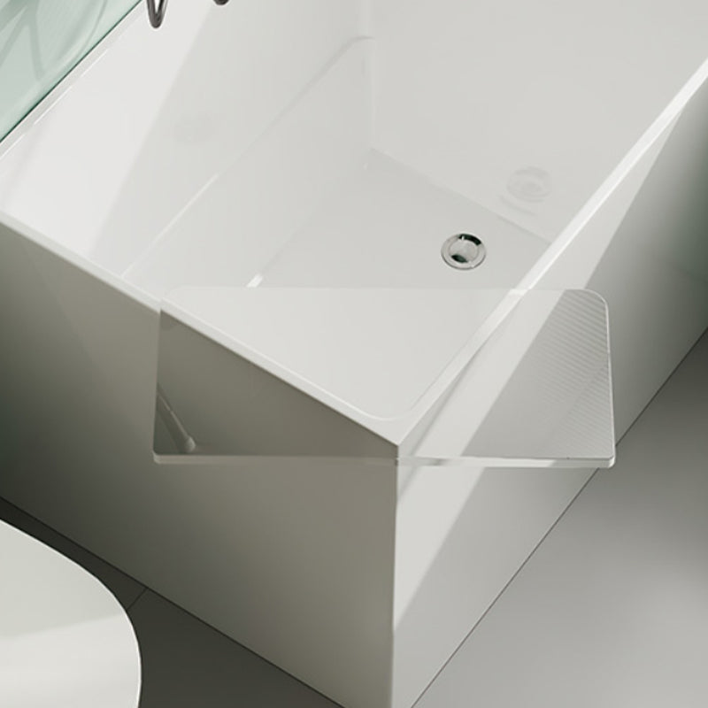 Modern Rectangle White Bathtub Acrylic Back to Wall with Drain Bath Tub Clearhalo 'Bathroom Remodel & Bathroom Fixtures' 'Bathtubs' 'Home Improvement' 'home_improvement' 'home_improvement_bathtubs' 'Showers & Bathtubs' 6367909