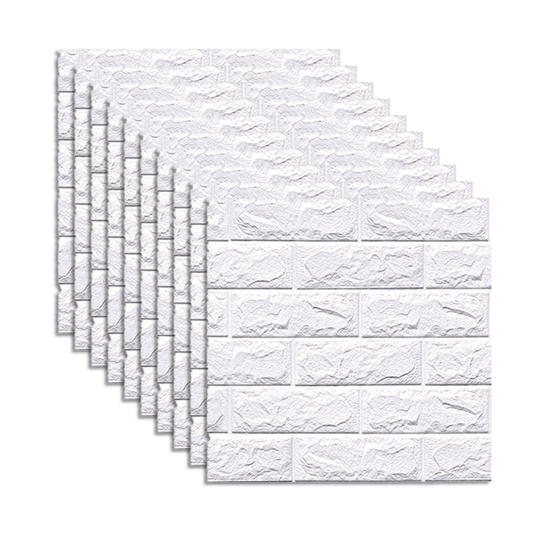 Contemporary Wall Paneling 3D Embossed Mosaic Peel and Press Waterproof Wall Access Panel White Clearhalo 'Flooring 'Home Improvement' 'home_improvement' 'home_improvement_wall_paneling' 'Wall Paneling' 'wall_paneling' 'Walls & Ceilings' Walls and Ceiling' 6380353