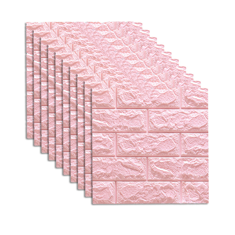 Contemporary Wall Paneling 3D Embossed Mosaic Peel and Press Waterproof Wall Access Panel Pink Clearhalo 'Flooring 'Home Improvement' 'home_improvement' 'home_improvement_wall_paneling' 'Wall Paneling' 'wall_paneling' 'Walls & Ceilings' Walls and Ceiling' 6380355