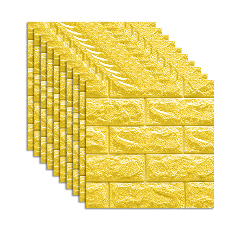 Contemporary Wall Paneling 3D Embossed Mosaic Peel and Press Waterproof Wall Access Panel Yellow Clearhalo 'Flooring 'Home Improvement' 'home_improvement' 'home_improvement_wall_paneling' 'Wall Paneling' 'wall_paneling' 'Walls & Ceilings' Walls and Ceiling' 6380356