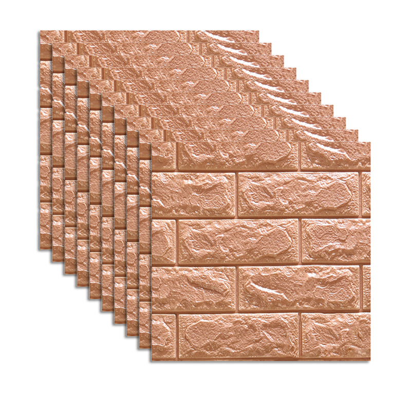 Contemporary Wall Paneling 3D Embossed Mosaic Peel and Press Waterproof Wall Access Panel Brown Clearhalo 'Flooring 'Home Improvement' 'home_improvement' 'home_improvement_wall_paneling' 'Wall Paneling' 'wall_paneling' 'Walls & Ceilings' Walls and Ceiling' 6380357
