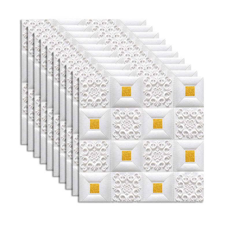 Contemporary Wall Paneling 3D Embossed Mosaic Peel and Press Waterproof Wall Access Panel White-Gold Clearhalo 'Flooring 'Home Improvement' 'home_improvement' 'home_improvement_wall_paneling' 'Wall Paneling' 'wall_paneling' 'Walls & Ceilings' Walls and Ceiling' 6380363