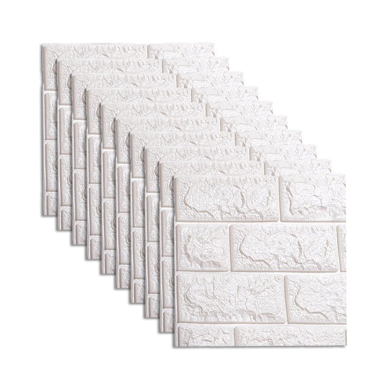 Waterproof Wall Panel Peel and Press 3D Faux Brick Living Room PVC Wall Paneling (10-Pack) White Clearhalo 'Flooring 'Home Improvement' 'home_improvement' 'home_improvement_wall_paneling' 'Wall Paneling' 'wall_paneling' 'Walls & Ceilings' Walls and Ceiling' 6380402