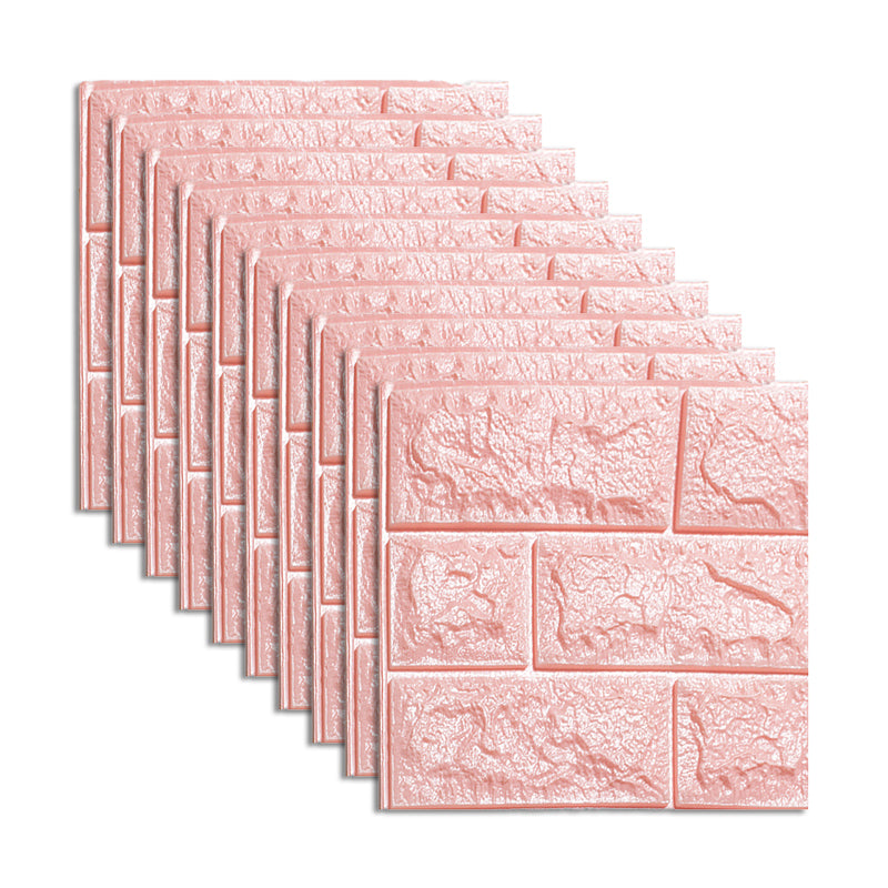 Waterproof Wall Panel Peel and Press 3D Faux Brick Living Room PVC Wall Paneling (10-Pack) Pink Clearhalo 'Flooring 'Home Improvement' 'home_improvement' 'home_improvement_wall_paneling' 'Wall Paneling' 'wall_paneling' 'Walls & Ceilings' Walls and Ceiling' 6380404