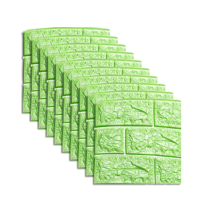 Waterproof Wall Panel Peel and Press 3D Faux Brick Living Room PVC Wall Paneling (10-Pack) Green Clearhalo 'Flooring 'Home Improvement' 'home_improvement' 'home_improvement_wall_paneling' 'Wall Paneling' 'wall_paneling' 'Walls & Ceilings' Walls and Ceiling' 6380405