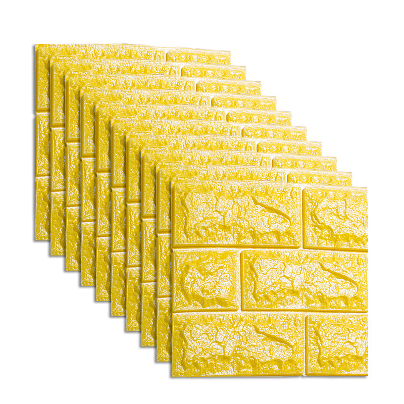 Waterproof Wall Panel Peel and Press 3D Faux Brick Living Room PVC Wall Paneling (10-Pack) Yellow Clearhalo 'Flooring 'Home Improvement' 'home_improvement' 'home_improvement_wall_paneling' 'Wall Paneling' 'wall_paneling' 'Walls & Ceilings' Walls and Ceiling' 6380415