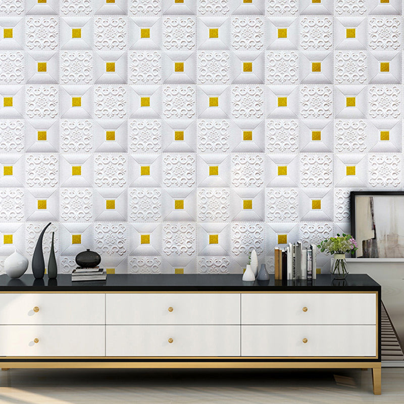 Wall Ceiling Glam Peel and Stick Waterproof Faux Brick Living Room Wall Panel (10-Pack) Clearhalo 'Flooring 'Home Improvement' 'home_improvement' 'home_improvement_wall_paneling' 'Wall Paneling' 'wall_paneling' 'Walls & Ceilings' Walls and Ceiling' 6380438