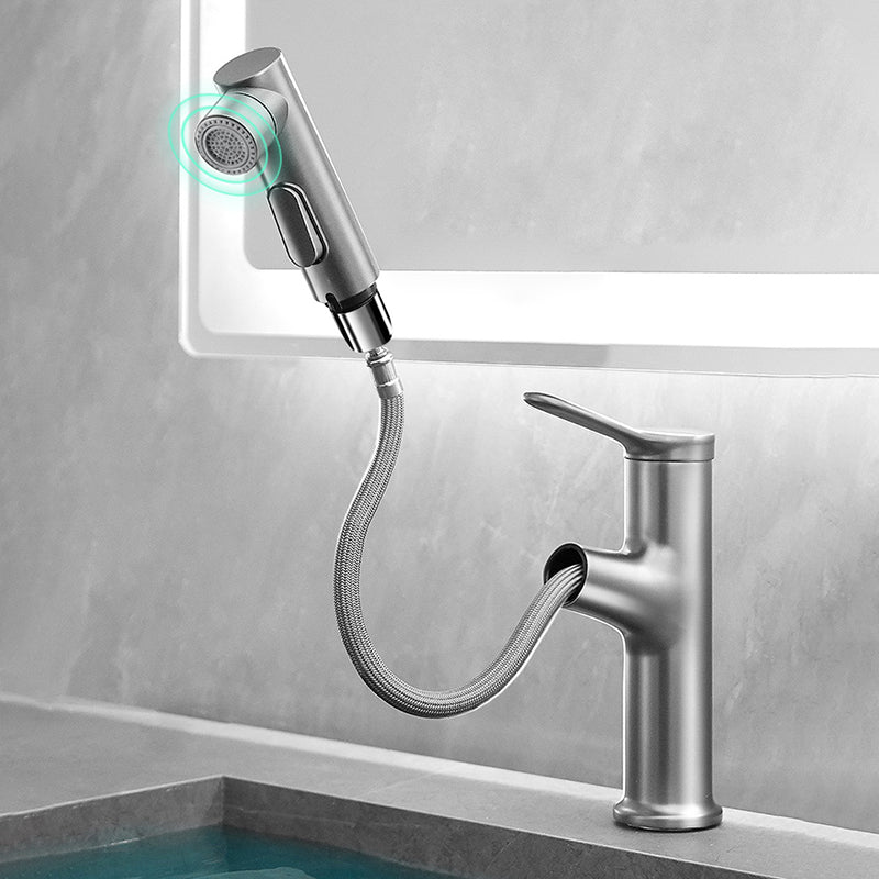 Contemporary Solid Color Sink Faucet Low Arc Centerset Lavatory Faucet for Bathroom Clearhalo 'Bathroom Remodel & Bathroom Fixtures' 'Bathroom Sink Faucets' 'Bathroom Sinks & Faucet Components' 'bathroom_sink_faucets' 'Home Improvement' 'home_improvement' 'home_improvement_bathroom_sink_faucets' 6380768