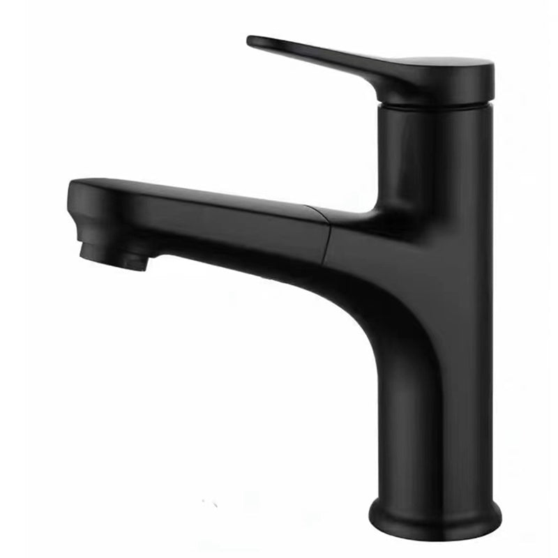 Modern Style Retractable Vessel Faucet Copper Single Handle Vessel Faucet for Bathroom Black Clearhalo 'Bathroom Remodel & Bathroom Fixtures' 'Bathroom Sink Faucets' 'Bathroom Sinks & Faucet Components' 'bathroom_sink_faucets' 'Home Improvement' 'home_improvement' 'home_improvement_bathroom_sink_faucets' 6380780