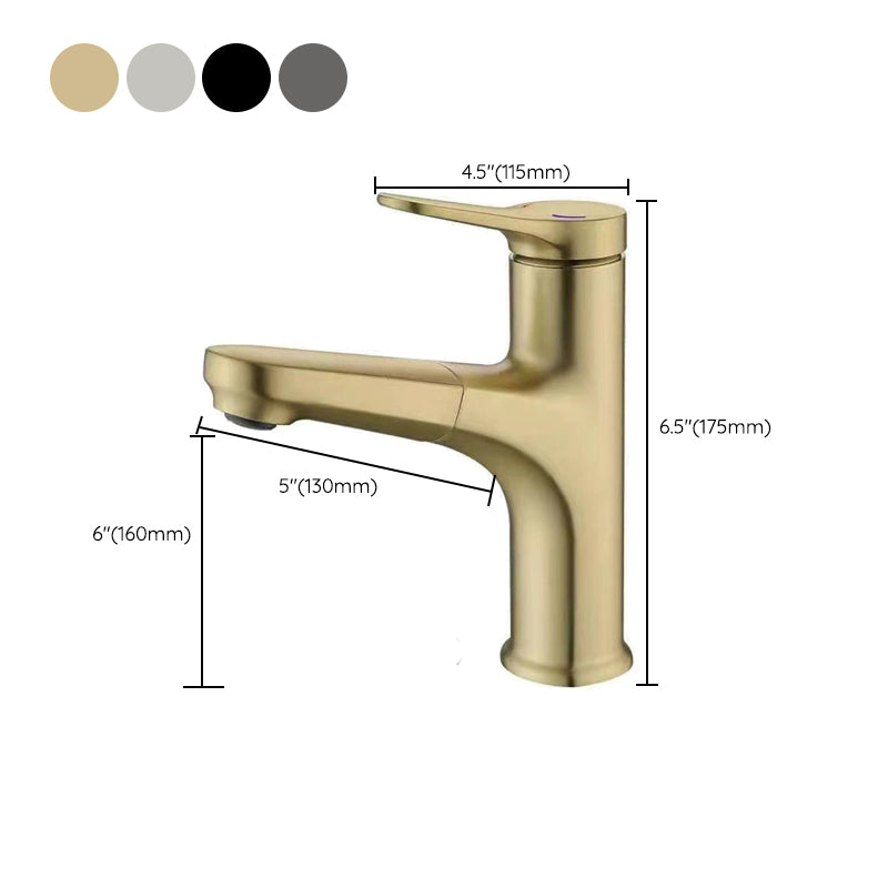 Modern Style Retractable Vessel Faucet Copper Single Handle Vessel Faucet for Bathroom Clearhalo 'Bathroom Remodel & Bathroom Fixtures' 'Bathroom Sink Faucets' 'Bathroom Sinks & Faucet Components' 'bathroom_sink_faucets' 'Home Improvement' 'home_improvement' 'home_improvement_bathroom_sink_faucets' 6380791