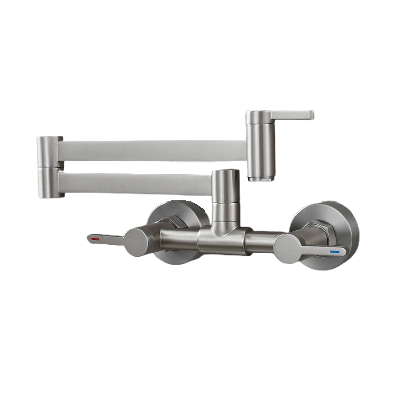 Modern Pull Down 2-Handle Pot Filler Low Profile Wall-mounted Faucet Clearhalo 'Home Improvement' 'home_improvement' 'home_improvement_kitchen_faucets' 'Kitchen Faucets' 'Kitchen Remodel & Kitchen Fixtures' 'Kitchen Sinks & Faucet Components' 'kitchen_faucets' 6380853