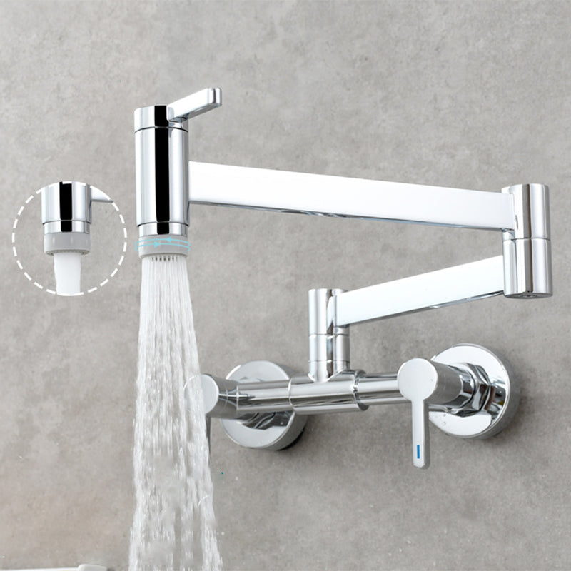 Modern Pull Down 2-Handle Pot Filler Low Profile Wall-mounted Faucet Clearhalo 'Home Improvement' 'home_improvement' 'home_improvement_kitchen_faucets' 'Kitchen Faucets' 'Kitchen Remodel & Kitchen Fixtures' 'Kitchen Sinks & Faucet Components' 'kitchen_faucets' 6380858