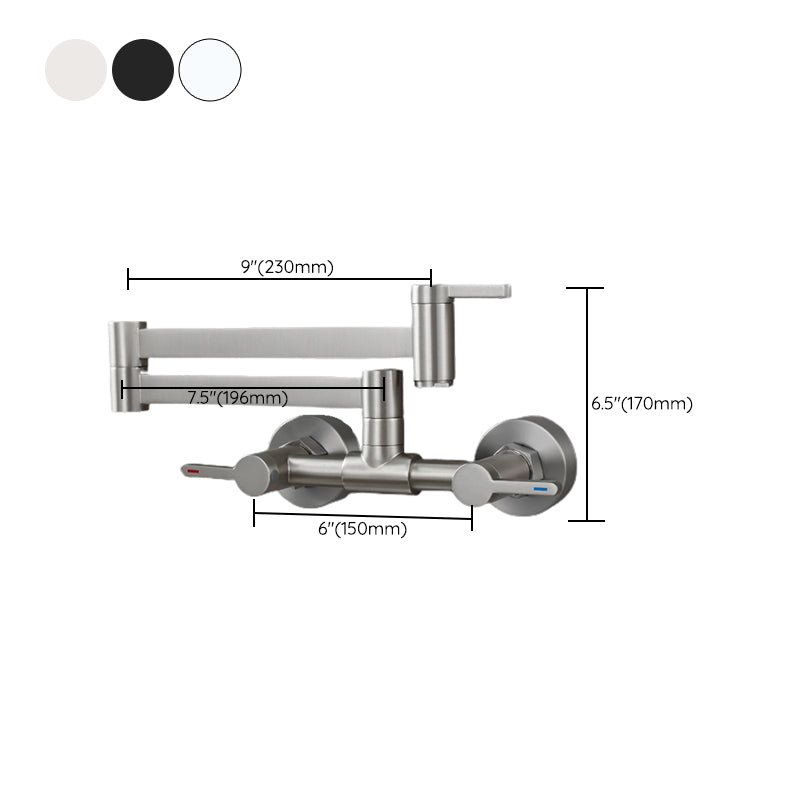 Modern Pull Down 2-Handle Pot Filler Low Profile Wall-mounted Faucet Clearhalo 'Home Improvement' 'home_improvement' 'home_improvement_kitchen_faucets' 'Kitchen Faucets' 'Kitchen Remodel & Kitchen Fixtures' 'Kitchen Sinks & Faucet Components' 'kitchen_faucets' 6380864