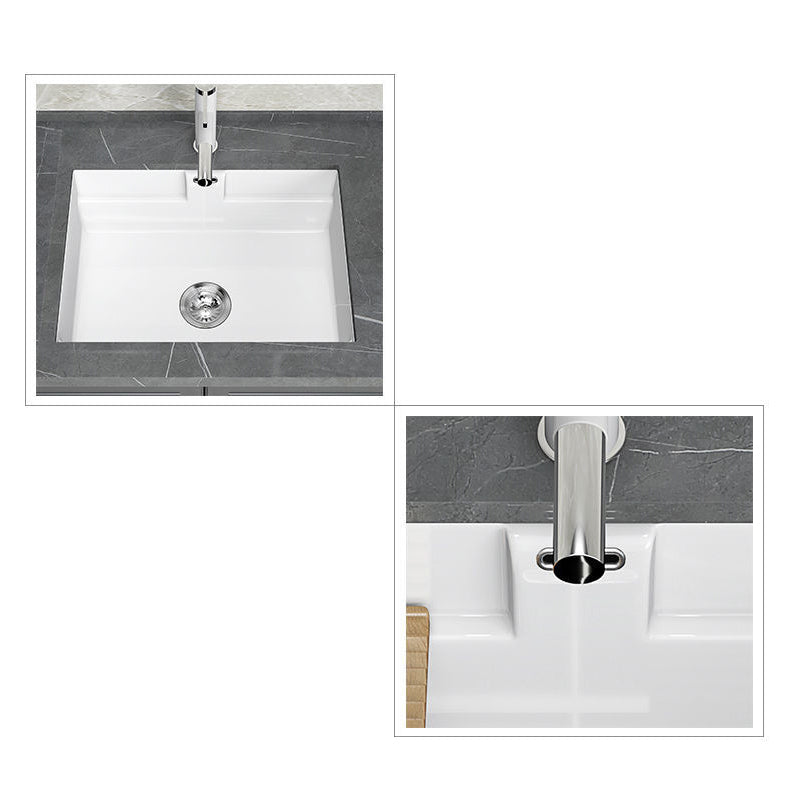 Modern Undermount Vanity Sink Rectangular Porcelain with Overflow and Faucet Vessel Clearhalo 'Bathroom Remodel & Bathroom Fixtures' 'Bathroom Sinks & Faucet Components' 'Bathroom Sinks' 'bathroom_sink' 'Home Improvement' 'home_improvement' 'home_improvement_bathroom_sink' 6381054