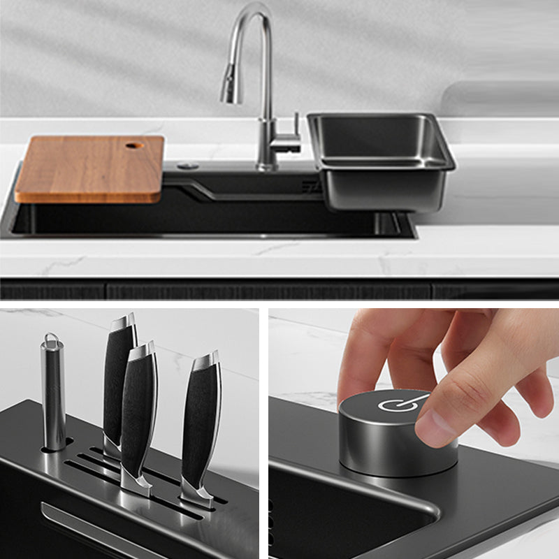 Contemporary Style Kitchen Sink Set Stainless Steel Corrosion Resistant Kitchen Sink Set Clearhalo 'Home Improvement' 'home_improvement' 'home_improvement_kitchen_sinks' 'Kitchen Remodel & Kitchen Fixtures' 'Kitchen Sinks & Faucet Components' 'Kitchen Sinks' 'kitchen_sinks' 6381163